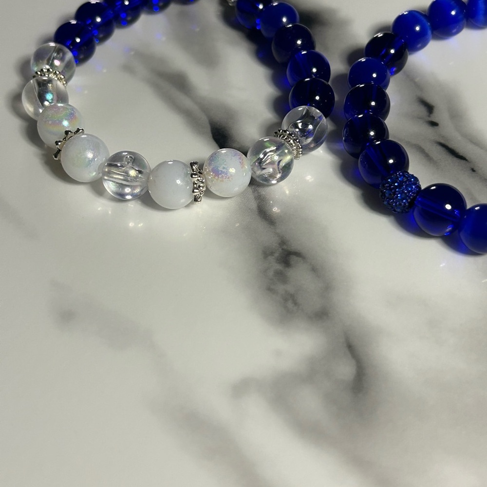 Deep Blue Crystal Bracelet Set - Picture 2 of 3